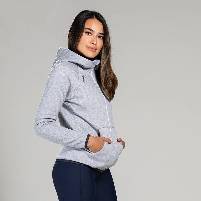 Women's Henry Fleece Full Zip Hoodie Grey 2 Women's Henry Fleece Full Zip Hoodie Grey - Image 2