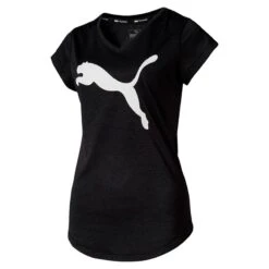 Puma Women's Heather Cat V Neck T-Shirt Black