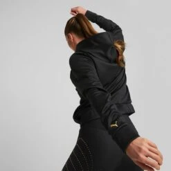 Puma Women's Power Fleece Training Hoodie Black / Metallic Gold -Under Armour Store 522184 51 mod02