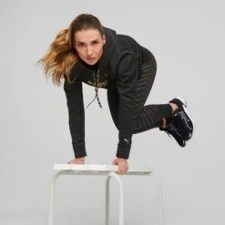 Puma Women's Power Fleece Training Hoodie Black / Metallic Gold -Under Armour Store 522184 51 mod04