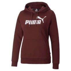 Puma Women's Essentials Logo Hoodie Aubergine