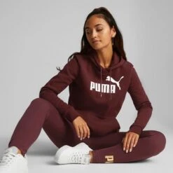 Puma Women's Essentials Logo Hoodie Aubergine -Under Armour Store 586789 50 mod01