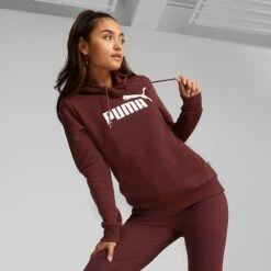 Puma Women's Essentials Logo Hoodie Aubergine -Under Armour Store 586789 50 mod05