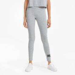 Puma Women's Essentials Logo Leggings Light Grey Heather -Under Armour Store 586832 04 mod01
