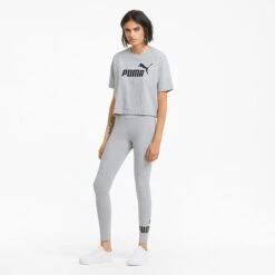 Puma Women's Essentials Logo Leggings Light Grey Heather -Under Armour Store 586832 04 mod03