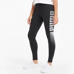 Puma Women's Essentials Graphic Leggings Dark Grey Heather