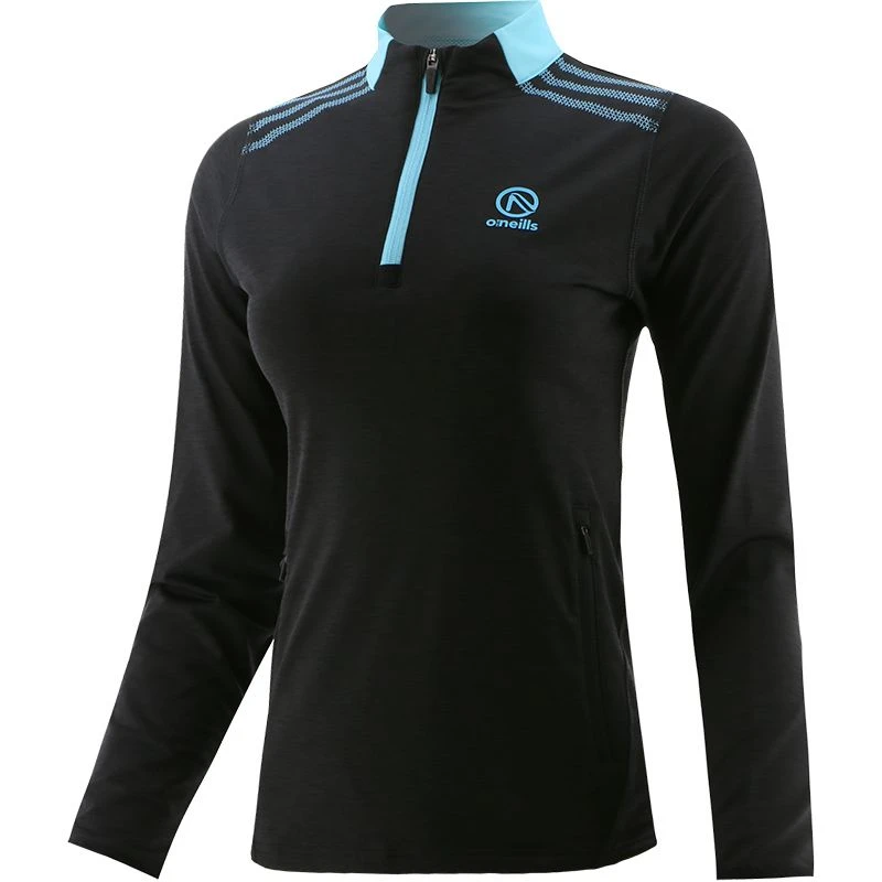 Women's Pluto Brushed Half Zip Top Dark Grey / Blue 2 Women's Pluto Brushed Half Zip Top Dark Grey / Blue - Image 2