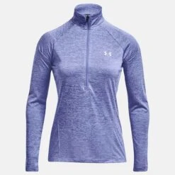 Under Armour Women's Tech™ Half Zip Twist Chestnut Baja Blue / White / Metallic Silver -Under Armour Store ps1320128 495 hf