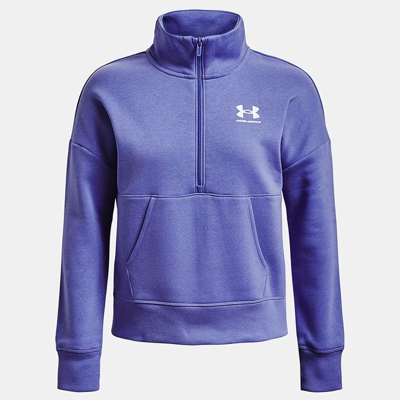 Under Armour Women's UA Rival Fleece Half Zip Baja Blue / White 3 Under Armour Women's UA Rival Fleece Half Zip Baja Blue / White - Image 3