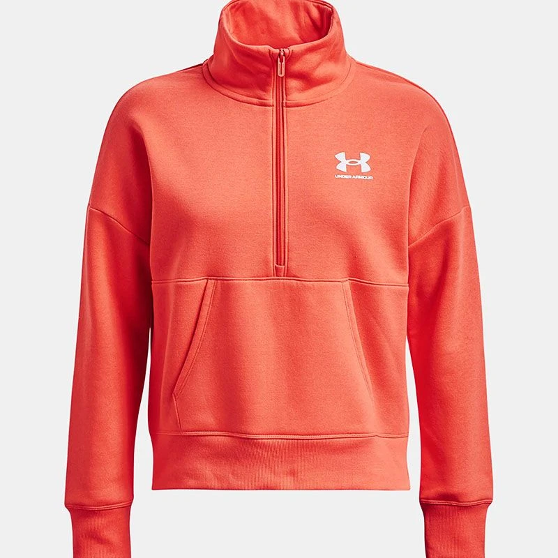 Under Armour Women's UA Rival Fleece Half Zip After Burn / White 4 Under Armour Women's UA Rival Fleece Half Zip After Burn / White - Image 4