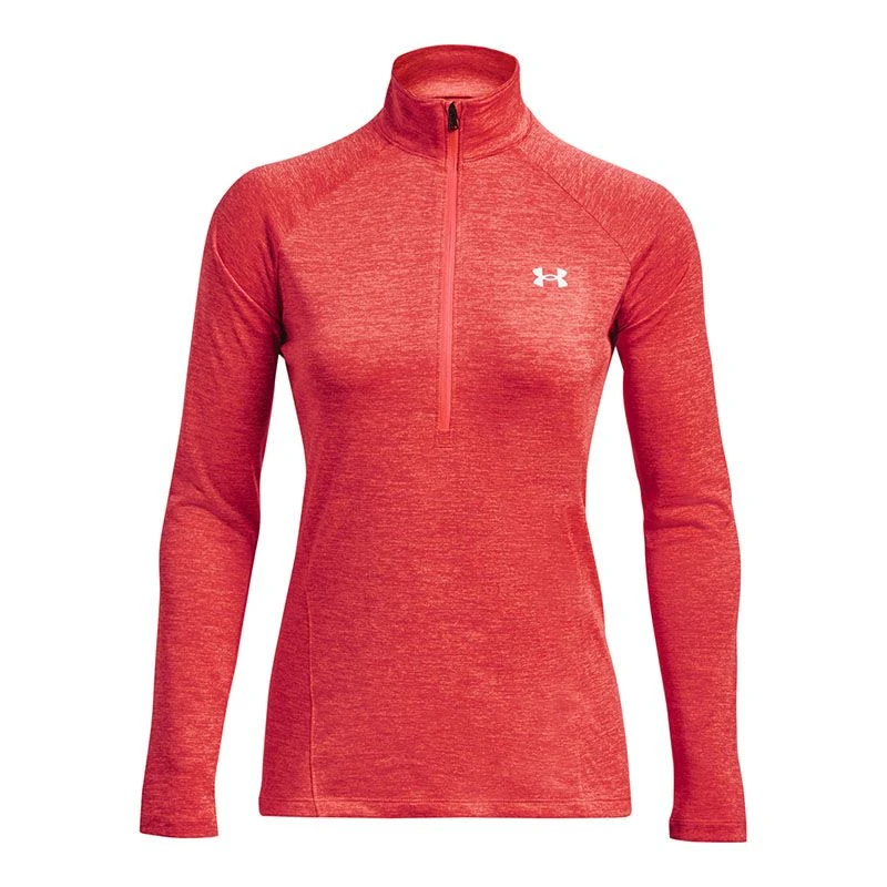 Under Armour Women's Tech™ Twist ½ Zip Beta / Pomegranate / Metallic Silver 1 Under Armour Women's Tech™ Twist ½ Zip Beta / Pomegranate / Metallic Silver