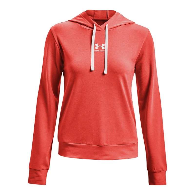 Under Armour Women's Rival Terry Hoodie Vermillion / White 5 Under Armour Women's Rival Terry Hoodie Vermillion / White - Image 5
