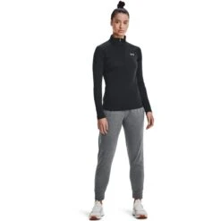 Under Armour Women's UA Tech™ Half Zip Top Black / Black / Metallic Silver -Under Armour Store s7.v5 1320126 001 fsf 1
