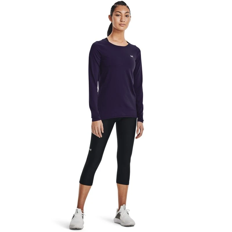 Under Armour Women's HeatGear® Armour Long Sleeve Top Purple Switch / Metallic Silver 3 Under Armour Women's HeatGear® Armour Long Sleeve Top Purple Switch / Metallic Silver - Image 3