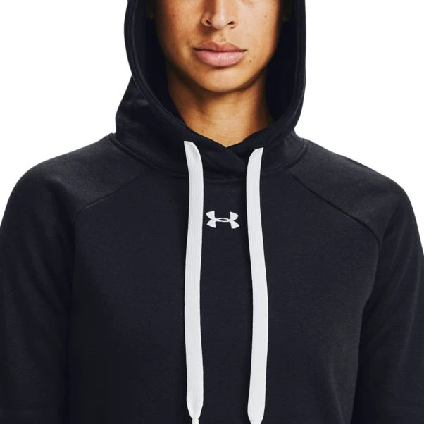 Under Armour Women's UA Rival Fleece HB Hoodie Black / White 3 Under Armour Women's UA Rival Fleece HB Hoodie Black / White - Image 3