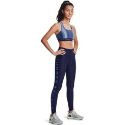 Under Armour Women's HeatGear® Armour No-Slip Waistband Branded Leggings Midnight Navy / Mineral Blue -Under Armour Store s7.v5 1361046 410 fsf