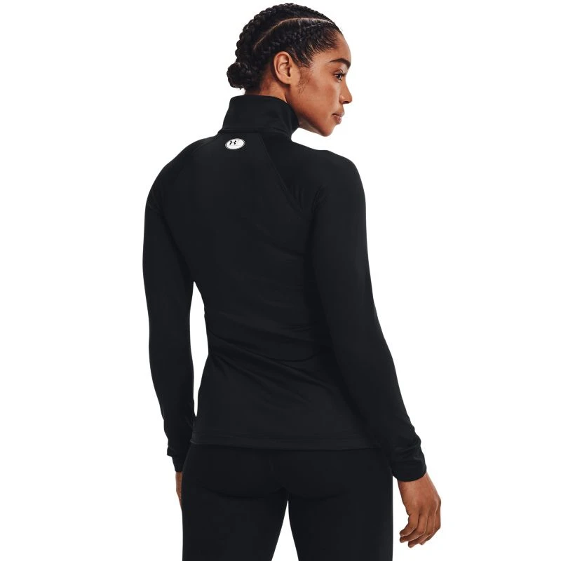 Under Armour Women's UA Authentics ColdGear® Quarter Zip Top Black / White 2 Under Armour Women's UA Authentics ColdGear® Quarter Zip Top Black / White - Image 2