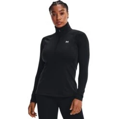 Under Armour Women's UA Authentics ColdGear® Quarter Zip Top Black / White