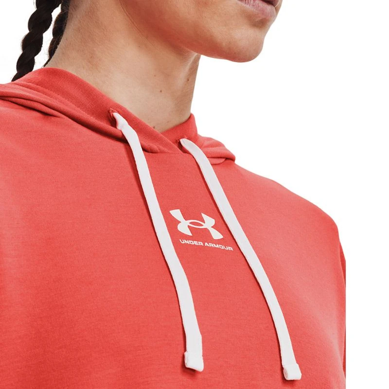 Under Armour Women's Rival Terry Hoodie Vermillion / White 4 Under Armour Women's Rival Terry Hoodie Vermillion / White - Image 4