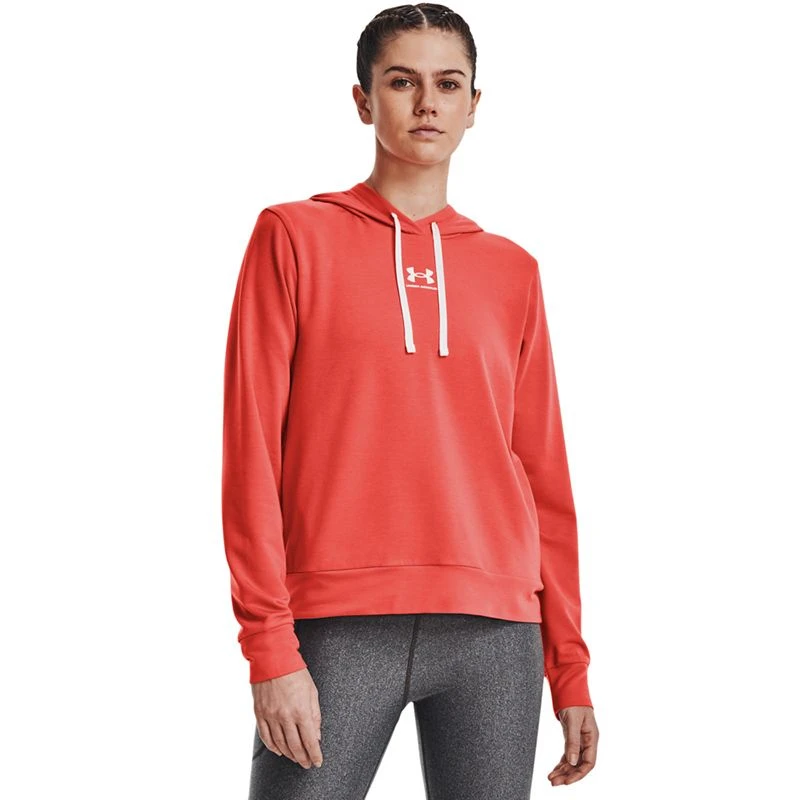 Under Armour Women's Rival Terry Hoodie Vermillion / White 1 Under Armour Women's Rival Terry Hoodie Vermillion / White