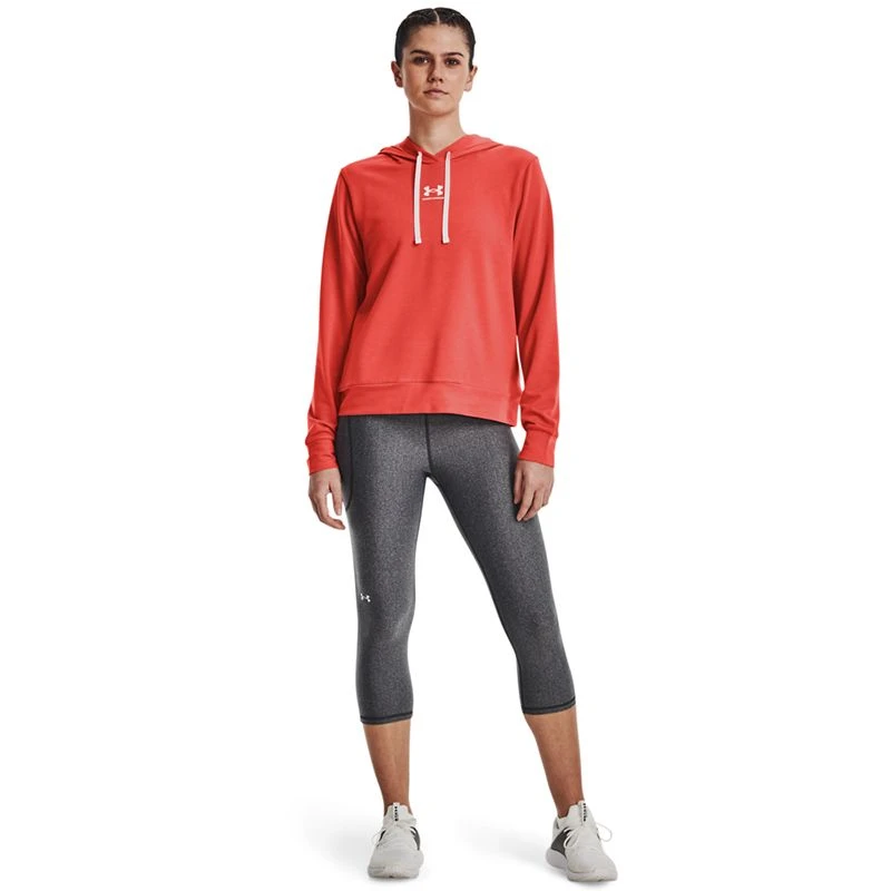 Under Armour Women's Rival Terry Hoodie Vermillion / White 3 Under Armour Women's Rival Terry Hoodie Vermillion / White - Image 3