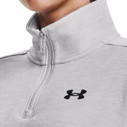 Under Armour Women's Quarter Zip Top Halo Gray Light Heather / Black -Under Armour Store s7.v5 1373058 014 collar