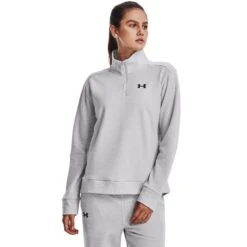Under Armour Women's Quarter Zip Top Halo Gray Light Heather / Black