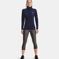 Under Armour Women's Tech™ Half Zip Twist Midnight Navy / Cadet / Metallic Silver -Under Armour Store v5 1320128 410 fsf