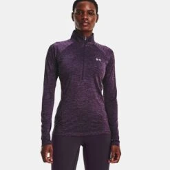 Under Armour Women's UA Tech™ Twist ½ Zip Tux Purple / Retro Purple / Metallic Silver