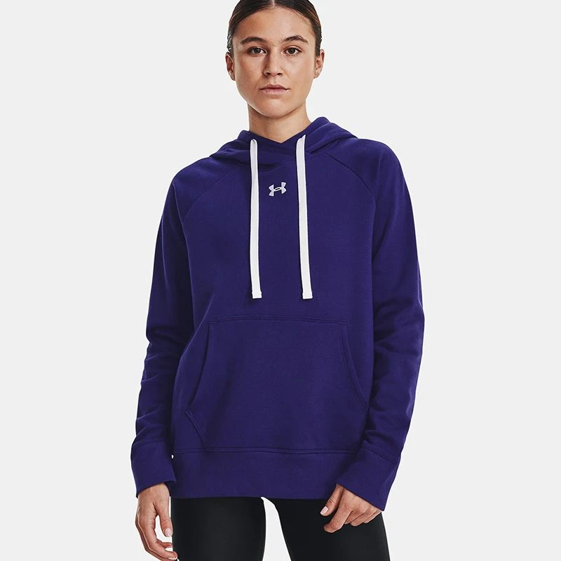 Under Armour Women's UA Rival Fleece HB Hoodie Sonar Blue / White 1 Under Armour Women's UA Rival Fleece HB Hoodie Sonar Blue / White