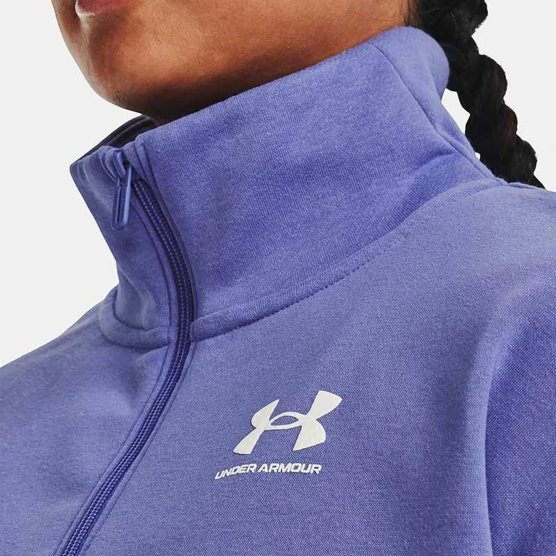 Under Armour Women's UA Rival Fleece Half Zip Baja Blue / White 5 Under Armour Women's UA Rival Fleece Half Zip Baja Blue / White - Image 5