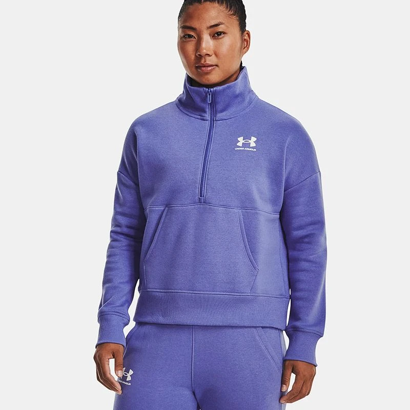 Under Armour Women's UA Rival Fleece Half Zip Baja Blue / White 1 Under Armour Women's UA Rival Fleece Half Zip Baja Blue / White