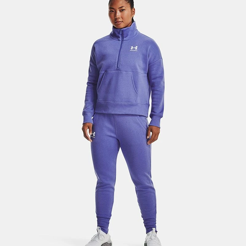 Under Armour Women's UA Rival Fleece Half Zip Baja Blue / White 6 Under Armour Women's UA Rival Fleece Half Zip Baja Blue / White - Image 6