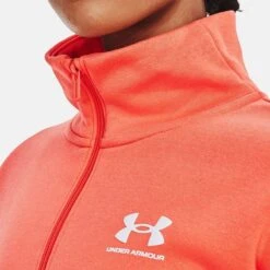 Under Armour Women's UA Rival Fleece Half Zip After Burn / White 11 Under Armour Women's UA Rival Fleece Half Zip After Burn / White -Under Armour Store v5 1373030 877 collar